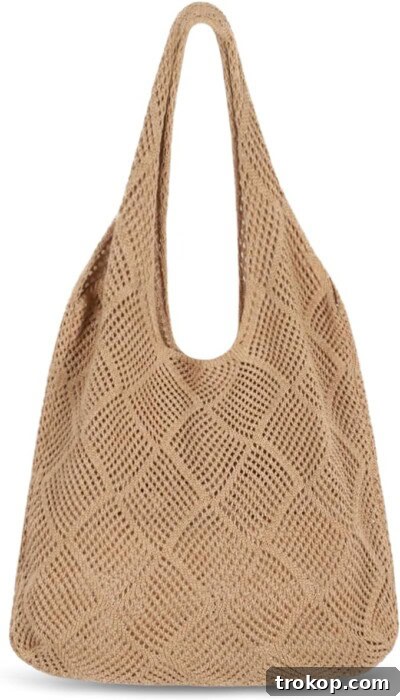 Sightor Crochet Tote Bag, Mesh Beach Bag Knit Summer Hobo Bag Vacation Boho Tote Bag for Women