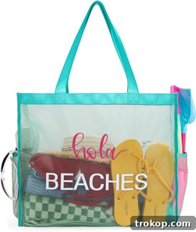 Montana West Large Mesh Beach Tote Bag Net Mesh Pool Bag with Two Pockets