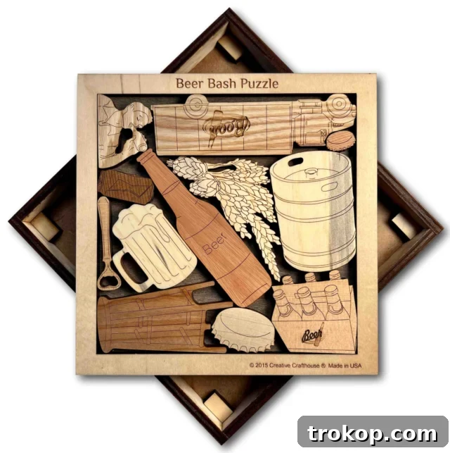 Beer Bash - The Puzzle For Beer Lovers - Brain Teaser - Picture Frame Wooden Puzzle