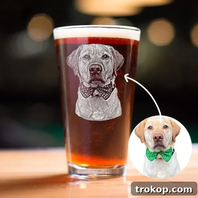 Custom Engraved Pint Glass with Your Dog's Photo - Personalized Gift for Pet Owners