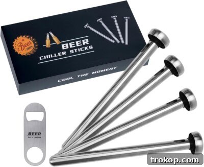 PONPUR Gifts for Men Dad Him, 4pc Beer Chiller Sticks, Fathers Day Anniversary Birthday Gifts Idea for Husband Him, Cool Beer Lover Presents for Men, White Elephant Gift for Adult