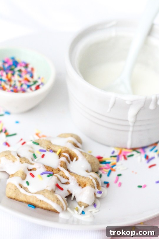 Close-up of Waffle Cake Ingredients: Cake Mix, Sprinkles, Icing